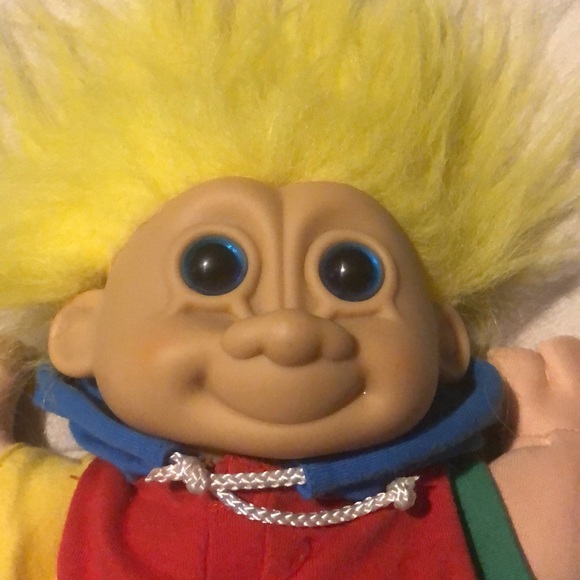 VTG 90s Russ Troll Plush Buster Doll w/ Hoodie and Shorts Yellow Hair EUC! - Picture 2 of 5